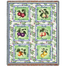 Alsatian Fruit - Cotton Woven Blanket Throw - Made in the USA (72x54) Tapestry Throw