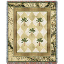 British Colonial Palms - Cotton Woven Blanket Throw - Made in the USA (72x54) Tapestry Throw