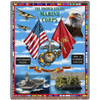 US Marine Corps - Land Sea Air - Cotton Woven Blanket Throw - Made in the USA (72x54) Tapestry Throw
