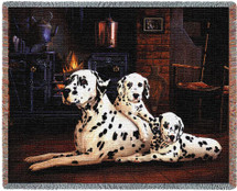 Dalmatian with Puppies - Robert May - Cotton Woven Blanket Throw - Made in the USA (72x54) Tapestry Throw