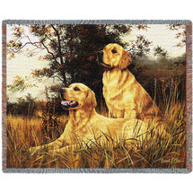 Golden Retriever Robert May - Cotton Woven Blanket Throw - Made in the USA (72x54) Tapestry Throw