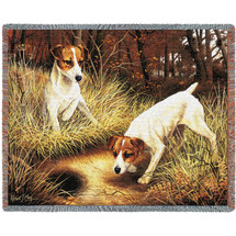 Jack Russell Terrier - Robert May - Cotton Woven Blanket Throw - Made in the USA (72x54) Tapestry Throw