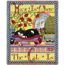 Home Is Where The Cat Is - Alan McCoy - Cotton Woven Blanket Throw - Made in the USA (72x54) Tapestry Throw