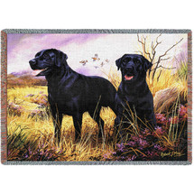 Labrador Retriever Black Lab - Robert May - Cotton Woven Blanket Throw - Made in the USA (72x54) Tapestry Throw
