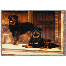 Rottweiler - Robert May - Cotton Woven Blanket Throw - Made in the USA (72x54) Tapestry Throw