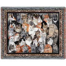 Purrfect Cats - Helen Vladykina - Cotton Woven Blanket Throw - Made in the USA (72x54) Tapestry Throw