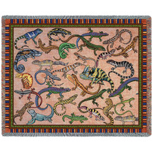 Lounging Lizard - Helen Vladykina - Cotton Woven Blanket Throw - Made in the USA (72x54) Tapestry Throw