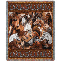 Bridled Stampede - Helen Vladykina - Cotton Woven Blanket Throw - Made in the USA (72x54) Tapestry Throw