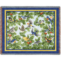 Songbirds - Helen Vladykina - Cotton Woven Blanket Throw - Made in the USA (72x54) Tapestry Throw