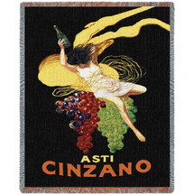 Asti Cinzano - Vintage Poster - Leonetto Cappiello - Cotton Woven Blanket Throw - Made in the USA (72x54) Tapestry Throw