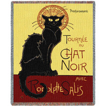 Tournee Chat Noir - Vintage Poster - Theophile Steinlen - Cotton Woven Blanket Throw - Made in the USA (72x54) Tapestry Throw