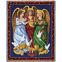 Christmas Angels - Lynn Bywaters - Cotton Woven Blanket Throw - Made in the USA (72x54) Tapestry Throw