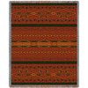 Russet and Green - Southwest Native American Inspired Tribal Camp - Cotton Woven Blanket Throw - Made in the USA (72x54) Tapestry Throw