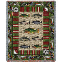 Gone Fishing - Psalm 23:2 - Cotton Woven Blanket Throw - Made in the USA (72x54) Tapestry Throw