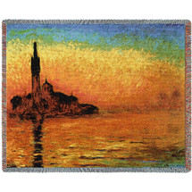 San Giorgio Maggiore At Dusk - Claude Monet - Cotton Woven Blanket Throw - Made in the USA (72x54) Tapestry Throw