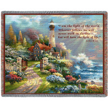 Coastal Splendor - I Am The Light of The World Whoever Follows Me Will Never Walk in Darkness - Scriptures - John 8:12 - James Lee - Cotton Woven Blanket Throw - Made in the USA (72x54) Tapestry Throw