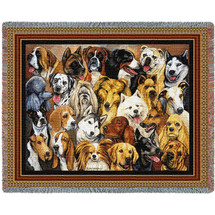 Man's Best Friend Dog Collage - Helen Vladykina - Cotton Woven Blanket Throw - Made in the USA (72x54) Tapestry Throw