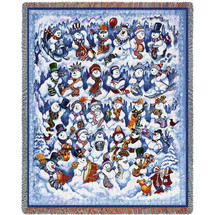 Snow Folks Snowman - Bill Bell - Cotton Woven Blanket Throw - Made in the USA (72x54) Tapestry Throw