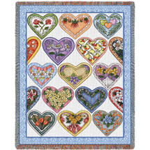 Hearts To You - Judy Hand - Cotton Woven Blanket Throw - Made in the USA (72x54) Tapestry Throw