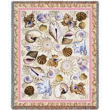 Seashells - Helen Vladykina - Cotton Woven Blanket Throw - Made in the USA (72x54) Tapestry Throw