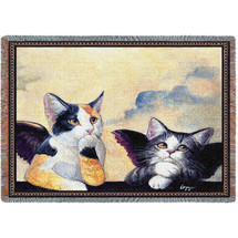Cherub Angels - Sanzio Raphael's Cherubs from the Sistine Madonna Parody - Melinda Copper - Cotton Woven Blanket Throw - Made in the USA (72x54) Tapestry Throw