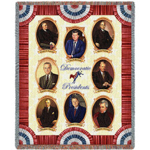 Great Democrat Presidents - Carter Clinton Kennedy Jackson Johnson Roosevelt Truman Wilson - Cotton Woven Blanket Throw - Made in the USA (72x54) Tapestry Throw