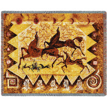 Oglalas Story - Southwest Cave Rock Art - Cecilia Henle - Cotton Woven Blanket Throw - Made in the USA (72x54) Tapestry Throw