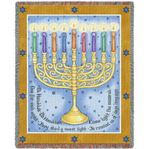 Eight Days Hanukkah - Judy Hand - Cotton Woven Blanket Throw - Made in the USA (72x54) Tapestry Throw
