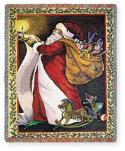Santa Making A List - Virginia Kylberg - Cotton Woven Blanket Throw - Made in the USA (72x54) Tapestry Throw