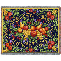 Fruit Design - Helen Vladykina - Cotton Woven Blanket Throw - Made in the USA (72x54) Tapestry Throw