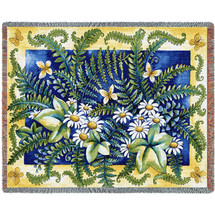Ferns - Helen Vladykina - Cotton Woven Blanket Throw - Made in the USA (72x54) Tapestry Throw