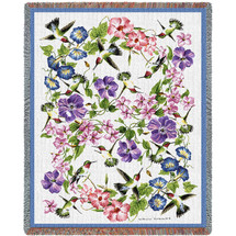 Hummingbirds - Helen Vladykina - Cotton Woven Blanket Throw - Made in the USA (72x54) Tapestry Throw