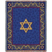 Magen David - Star of David - Cotton Woven Blanket Throw - Made in the USA (72x54) Tapestry Throw