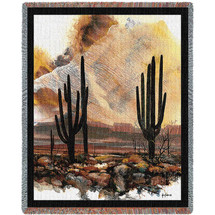 Sonoran Sentinels - Adin Shade - Southwest Scenic - Cotton Woven Blanket Throw - Made in the USA (72x54) Tapestry Throw