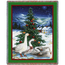 Christmas Goose - Lynn Bywaters - Cotton Woven Blanket Throw - Made in the USA (72x54) Tapestry Throw