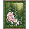 Hollyhock Hummer - Catherine McClung - Cotton Woven Blanket Throw - Made in the USA (72x54) Tapestry Throw