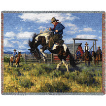 Rough Start - Robert Duncan - Cotton Woven Blanket Throw - Made in the USA (72x54) Tapestry Throw