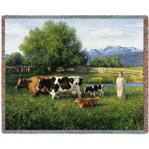 Country Girl - Robert Duncan - Cotton Woven Blanket Throw - Made in the USA (72x54) Tapestry Throw