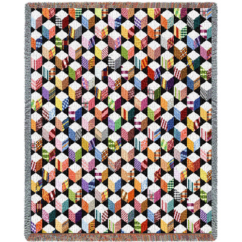 Quilt Autograph Cotton Woven Blanket Throw Made in the USA (72x54)