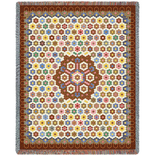 Quilt - Honeycomb - Cotton Woven Blanket Throw - Made in the USA (72x54) Tapestry Throw