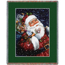 Smoking Santa - Lynn Bywaters - Cotton Woven Blanket Throw - Made in the USA (72x54) Tapestry Throw