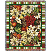 Magnolia Poinsettia - Helen Vladykina - Cotton Woven Blanket Throw - Made in the USA (72x54) Tapestry Throw