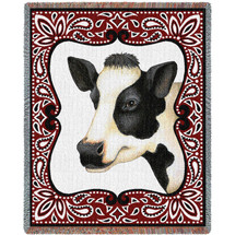 Bandana Cow - Stephanie Stouffer - Cotton Woven Blanket Throw - Made in the USA (72x54) Tapestry Throw