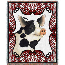 Bandana Pig - Stephanie Stouffer - Cotton Woven Blanket Throw - Made in the USA (72x54) Tapestry Throw