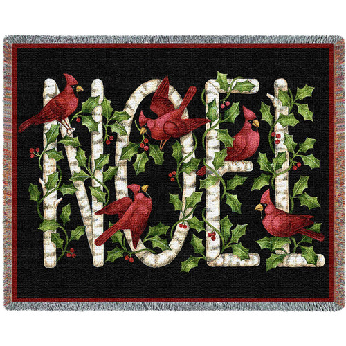Christmas Noel - Stephanie Stouffer - Cotton Woven Blanket Throw - Made in the USA (72x54) Tapestry Throw