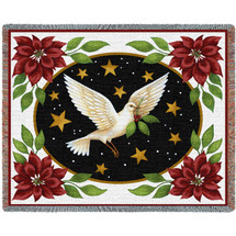 Dove and Poinsettias - Stephanie Stouffer - Cotton Woven Blanket Throw - Made in the USA (72x54) Tapestry Throw