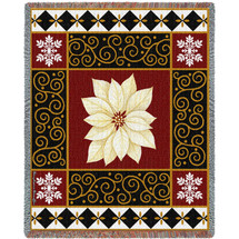 White Poinsettia - Stephanie Stouffer - Cotton Woven Blanket Throw - Made in the USA (72x54) Tapestry Throw