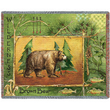 Brown Bear Lodge - Anita Phillips - Cotton Woven Blanket Throw - Made in the USA (72x54) Tapestry Throw