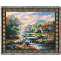 Country Bridge - James Lee - Cotton Woven Blanket Throw - Made in the USA (72x54) Tapestry Throw