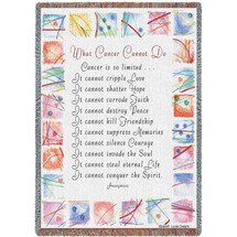 What Cancer Cannot Do - Elizabeth Lucas Designs - Cotton Woven Blanket Throw - Made in the USA (72x54) Tapestry Throw